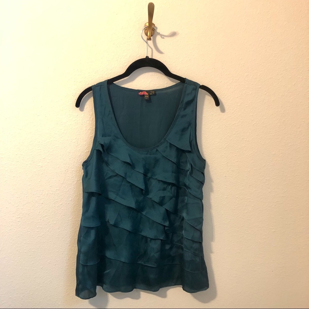 Green Ruffle Tank Top - Size M